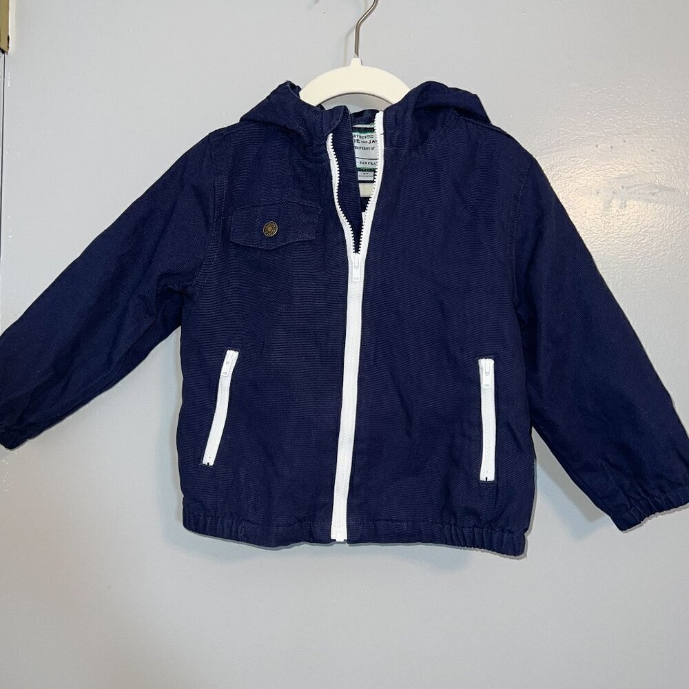 NWT Janie and Jack Hooded Canvas Jacket Navy Size 2T